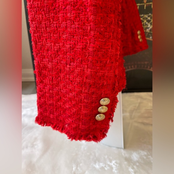 🔥❤️NWT ZARA Women Tweed Blazer Jacket in Red. Size XS❤️🔥 - Picture 4 of 6